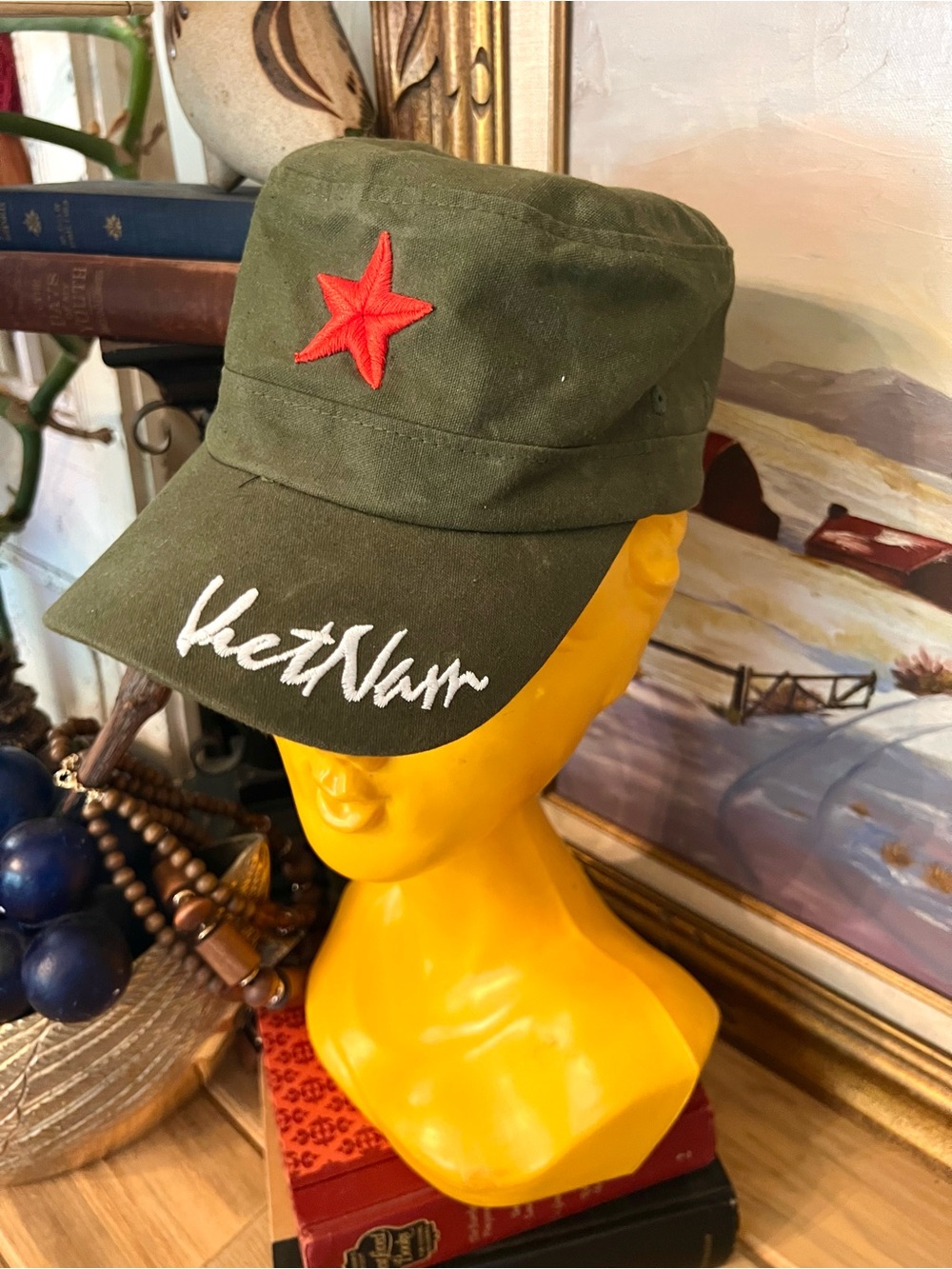 Military Style Olive Green Cadet Fatigue Hat Cap With Embroidery - Picture 3 of 8